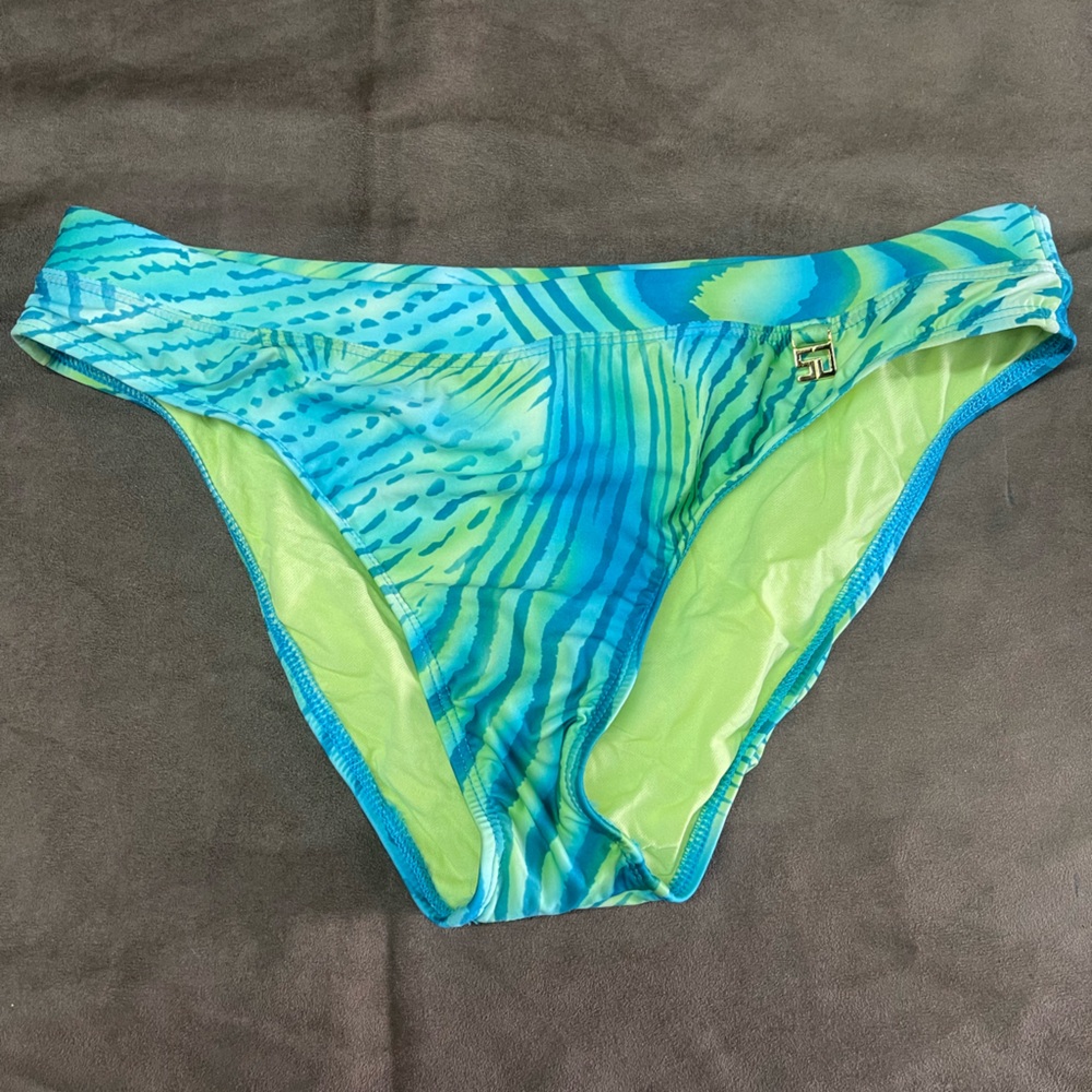 ST JOHN Sport Collection Green Blue & Lime Printed Bikini Bottom